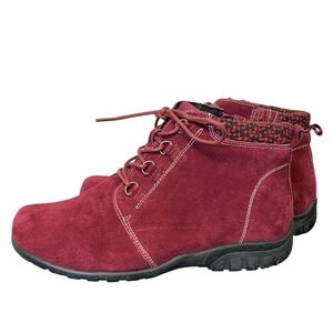 Propet Delaney Suede WFV002S Women's Casual Boot SIZE 8 4E - Extra Wide Burgundy